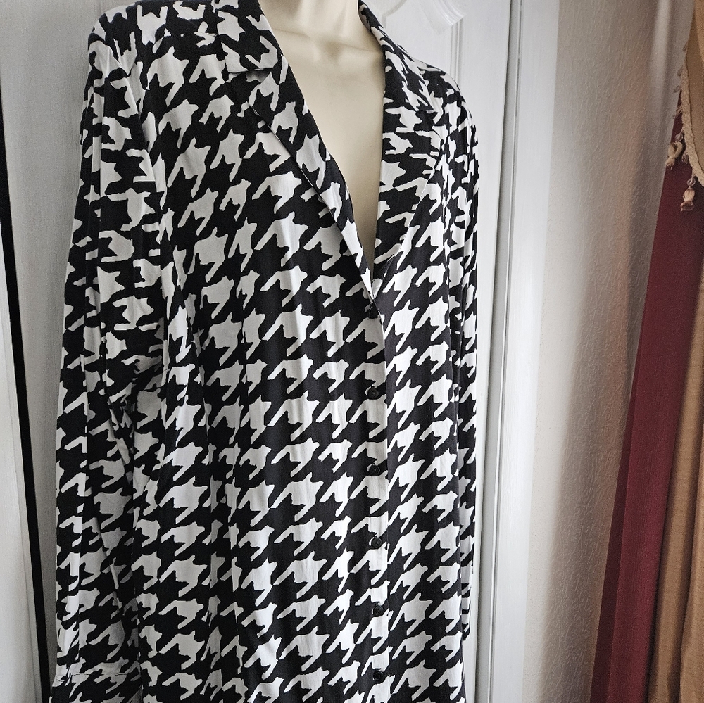 Black and White Ellos Houndstooth Blouse Sz 18 New